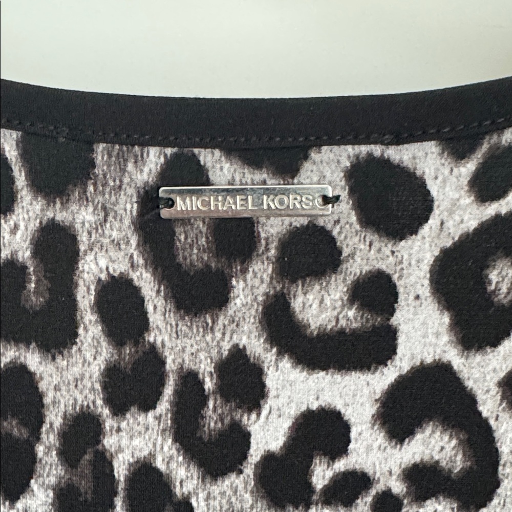 Michael Kors Gunmetal Leopard-Print Flare-Sleeve Top - Picture 5 of 7